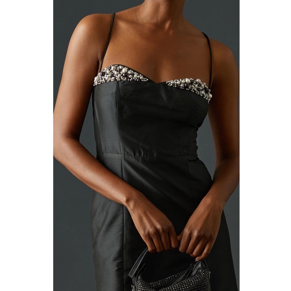 anthropologie maeve embellished sweetheart mini dress NEW ANTHRO Size 10 Large - Picture 6 of 7